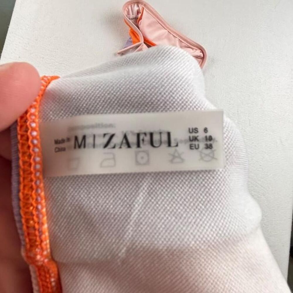 Zaful Colorblock Ribbed Bikini Set Orange Pink Lavender Women’s Size 6 - Picture 4 of 4